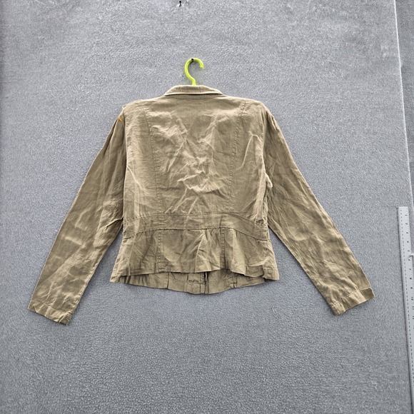 VINTAGE Mossimo Women Jacket L Brown Linen Utility Military Safari Y2K - Picture 9 of 10